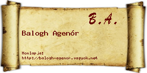 Balogh Agenór névjegykártya